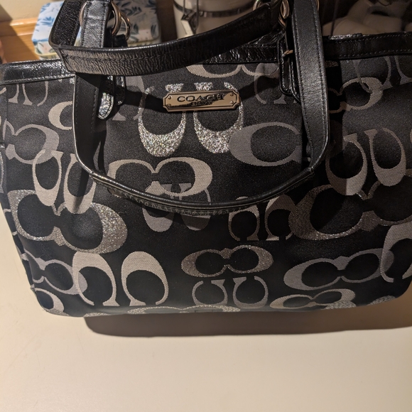 Coach Black and Silver Shoulder Bag - Picture 1 of 4